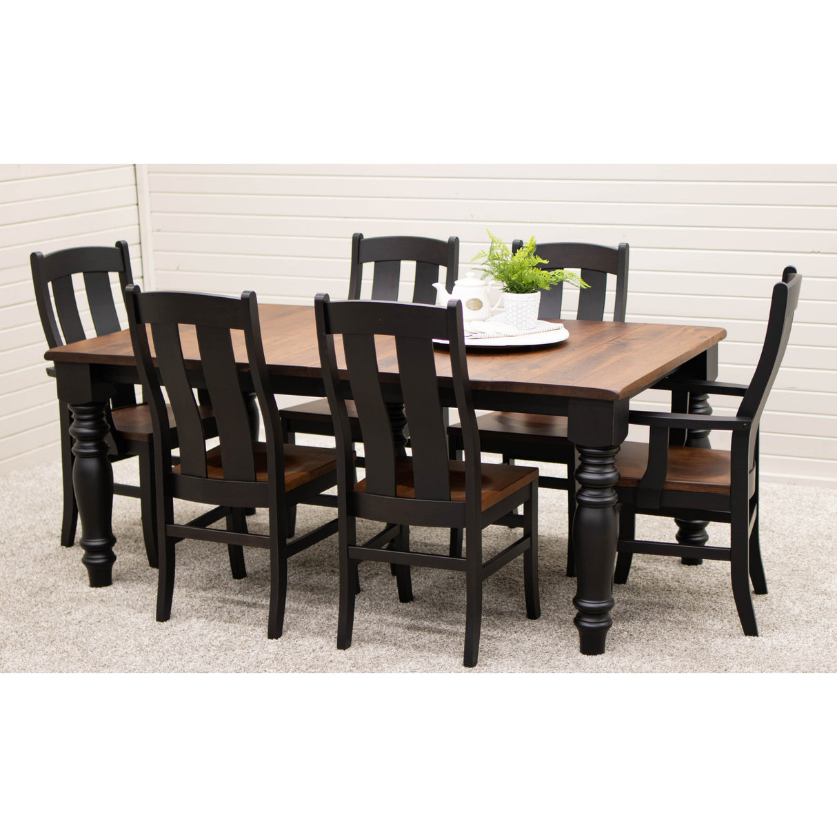 Arcadia Turned Leg Black & Wood Extending Dining Table | M-EB&C-GB