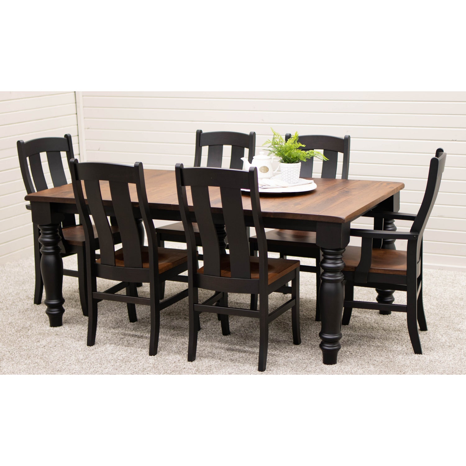 Arcadia Turned Leg Black & Wood Extending Dining Table | M-EB&C-GB