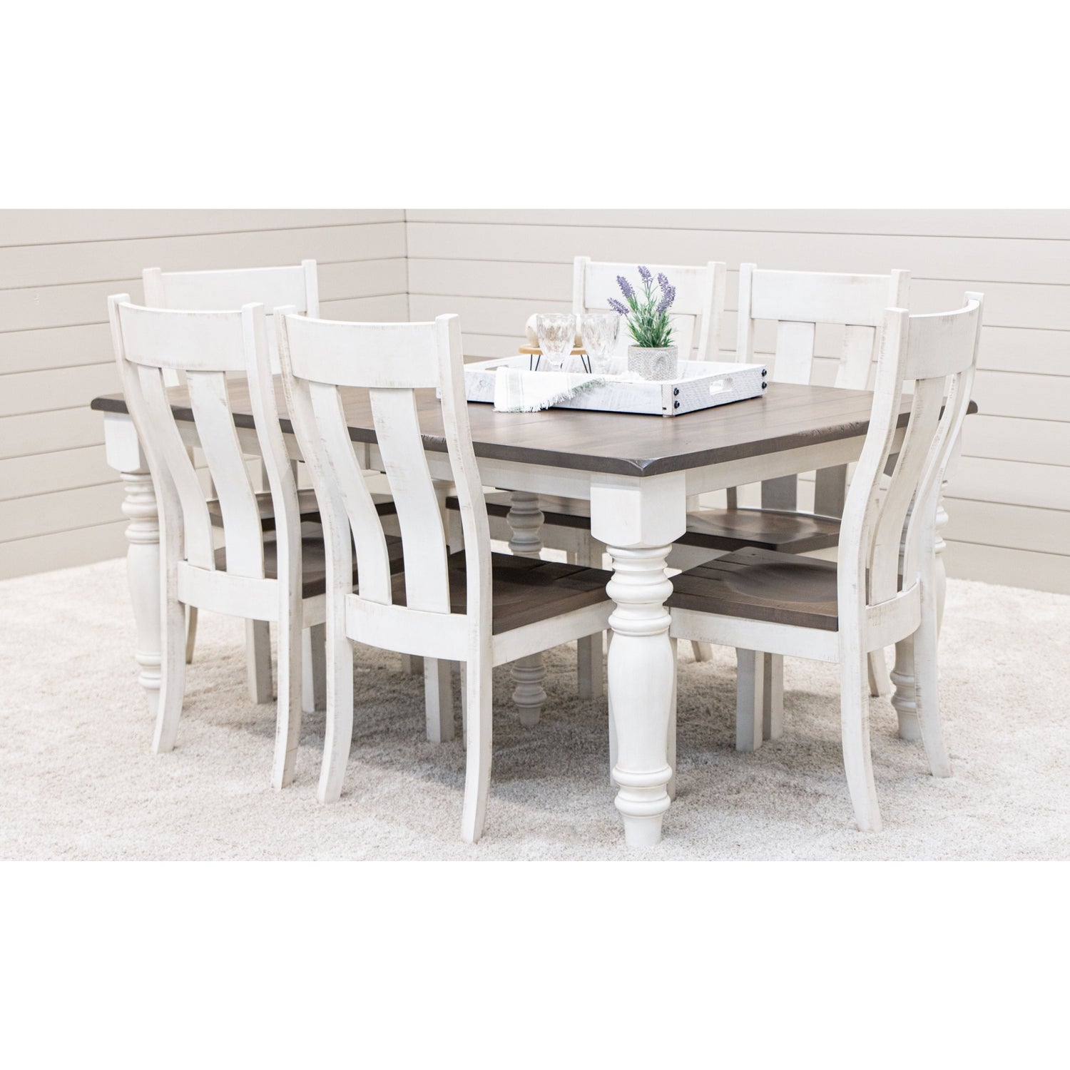 Arcadia Turned Leg White & Wood Extending Dining Table | M-CS&DCD