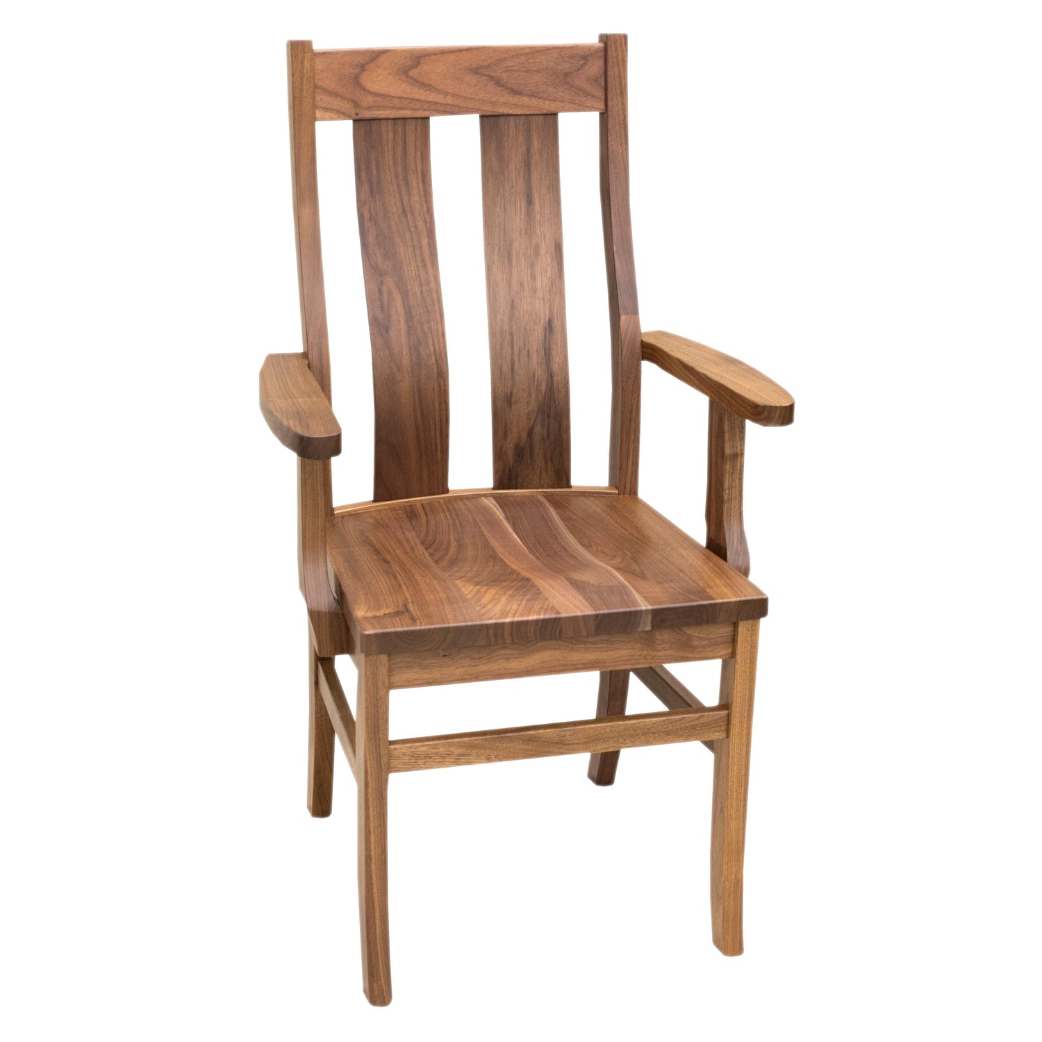 Arlington Straight Top Walnut Wood Arm Dining Chair | NAT