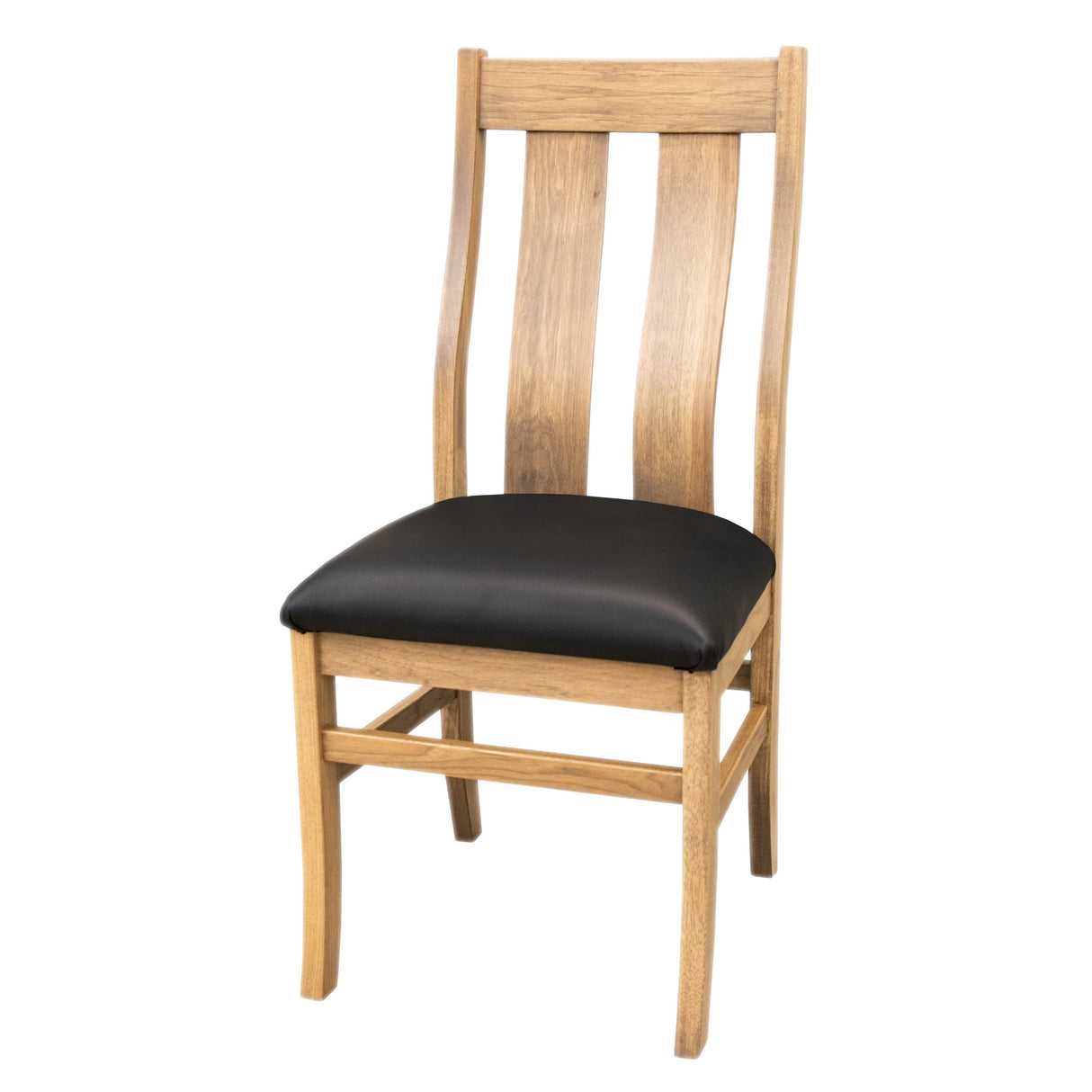 Arlington Straight Top Hickory Wood Side Dining Chair with Faux Leather Seat | WB