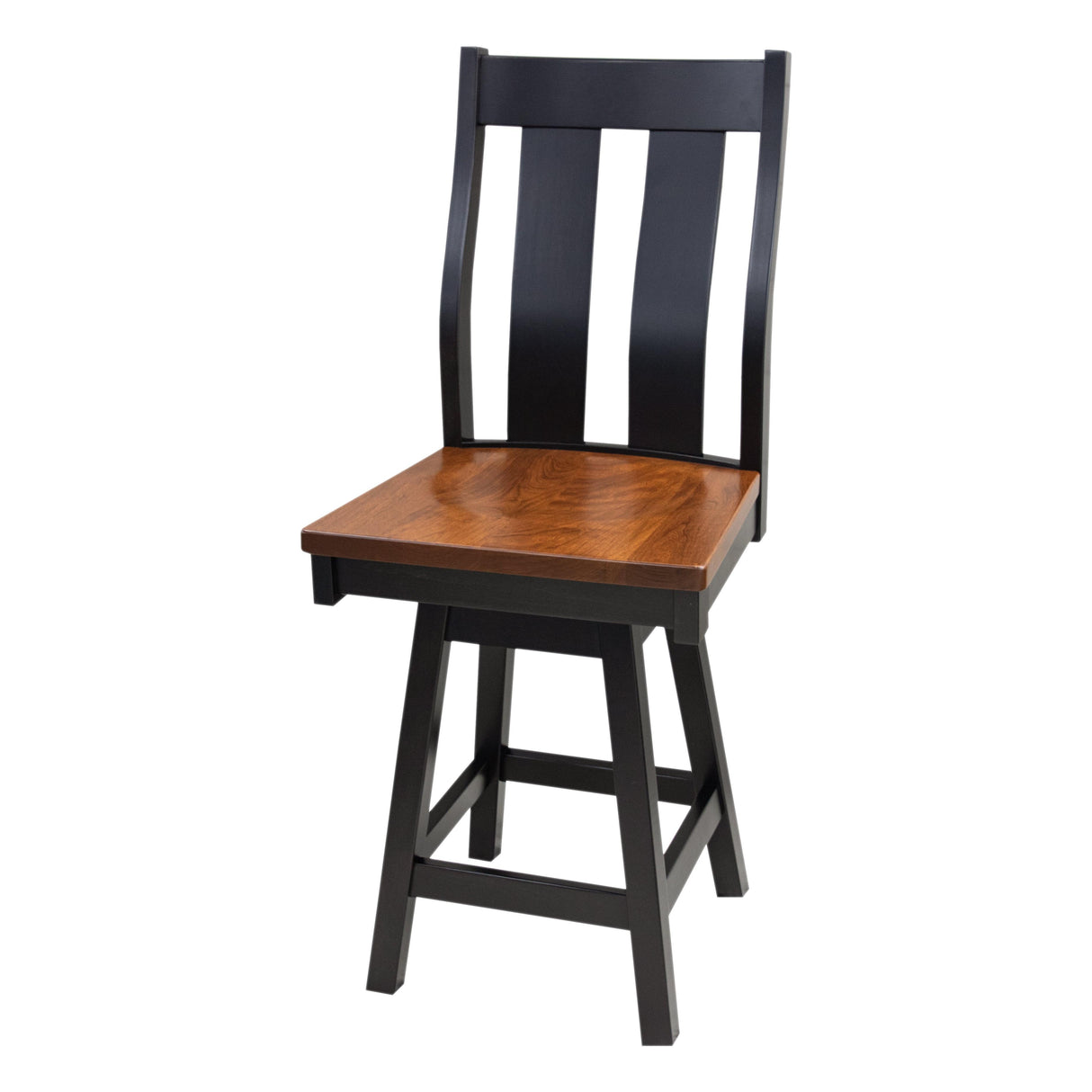 Arlington Black & Wood Straight Top 24" Swivel Bar Stool | M-EB&C-MC