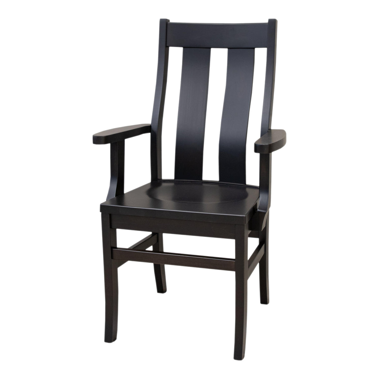 Arlington Straight Top Black Maple Wood Arm Dining Chair | EB
