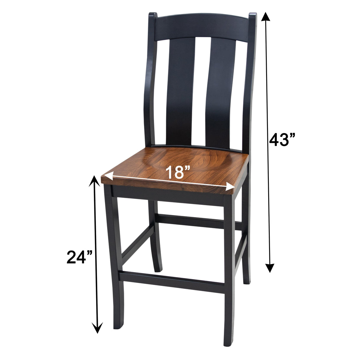 Arlington Black & Wood 24" Stationary Bar Stool | M-EB&E-MC