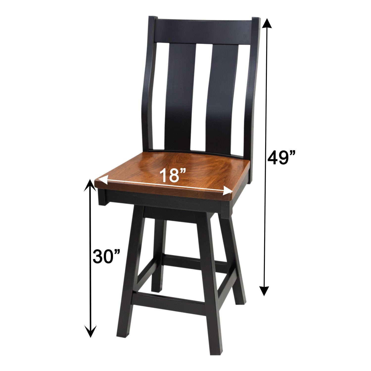 Arlington Black & Wood Straight Top 24" Swivel Bar Stool | M-EB&C-MC