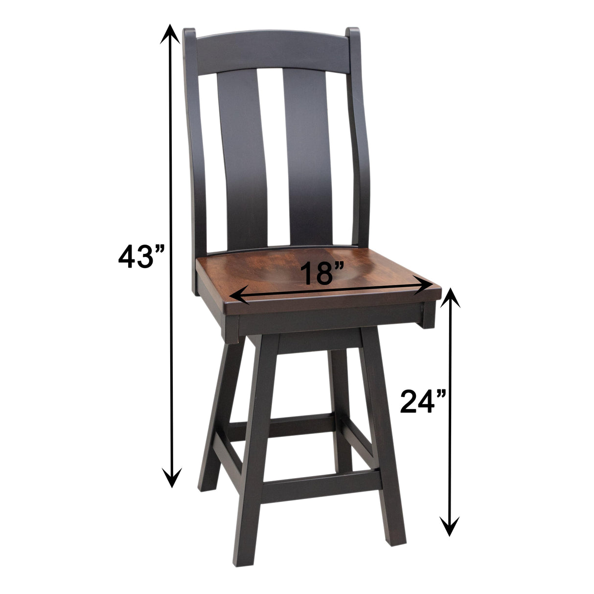 Arlington Black & Wood 24" Swivel Bar Stool | M-EB&C-GB