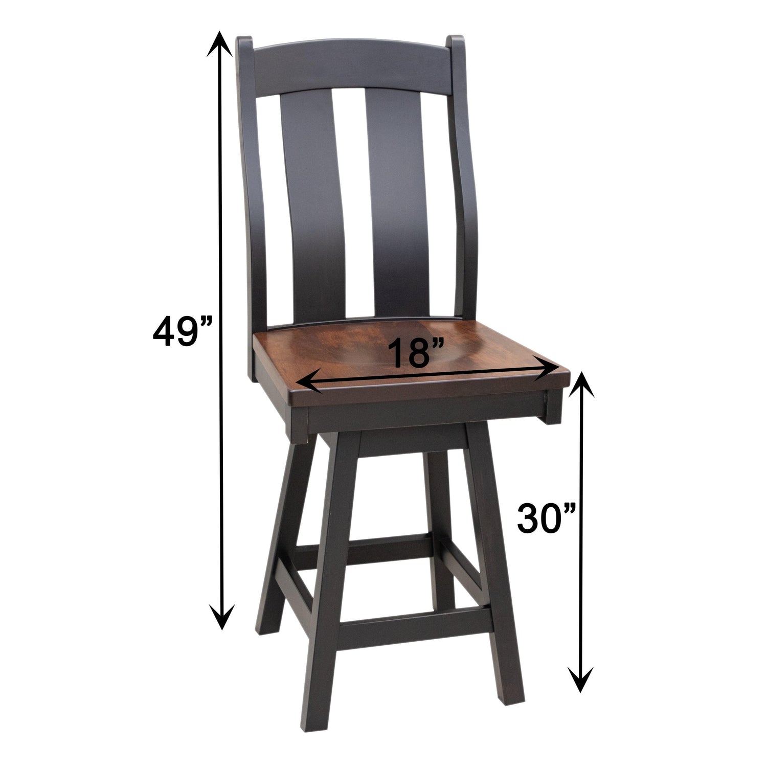 Arlington Black & Wood 24" Swivel Bar Stool | M-EB&C-GB