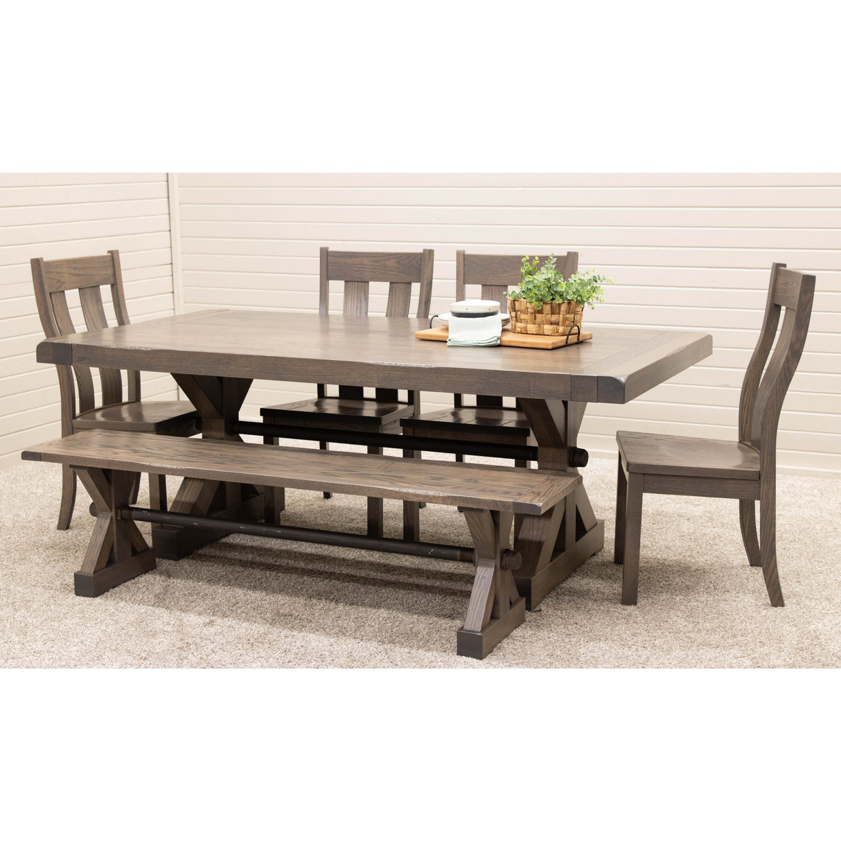 Auburn Oak Wood Extending Dining Table with Built-Down Top | AS