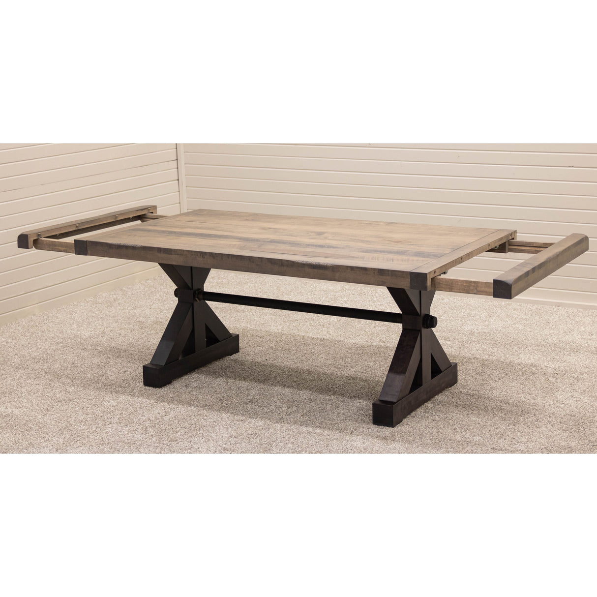 Auburn Black & Wood Extending Dining Table with Built-Down Top | M-DK&SP