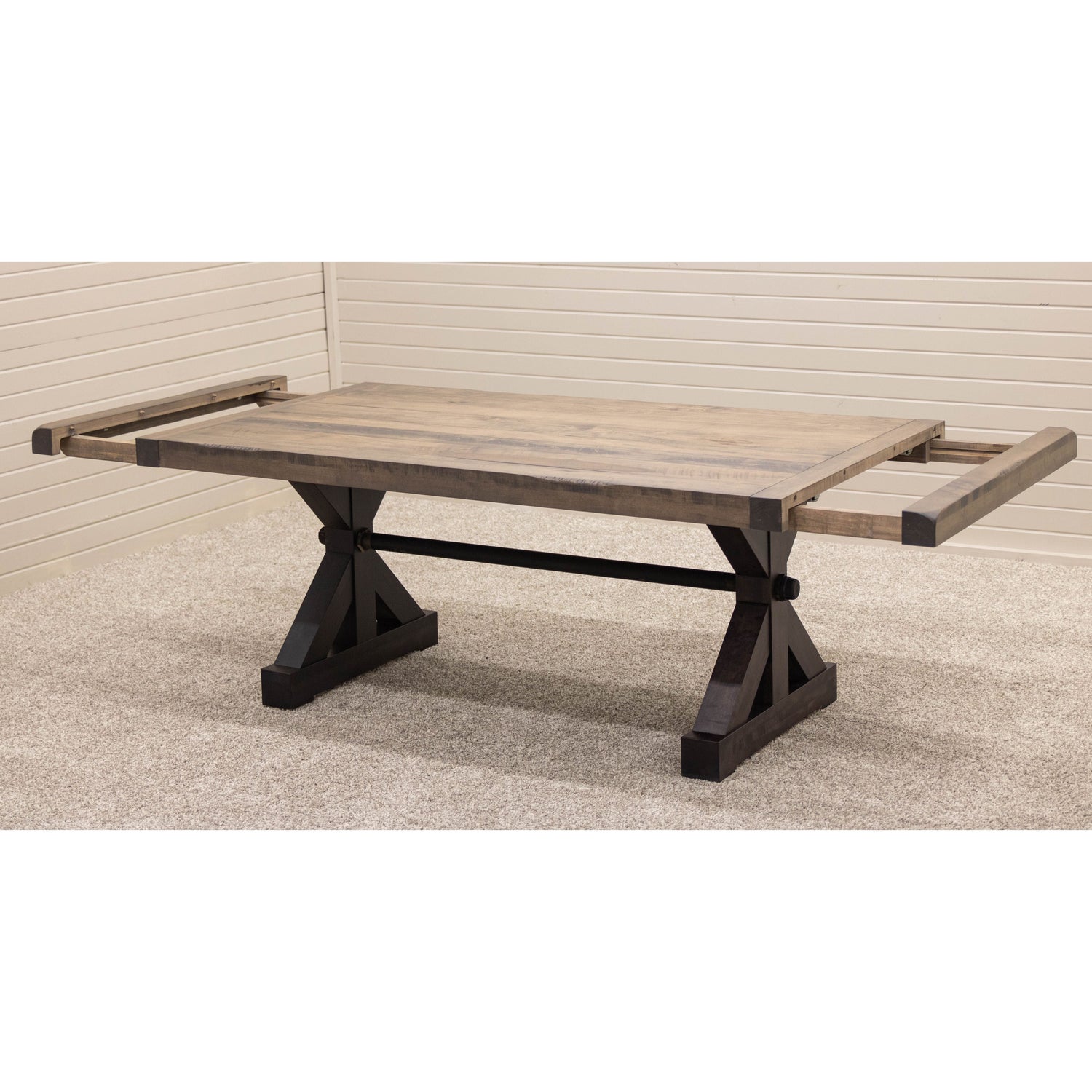 Auburn Black & Wood Extending Dining Table with Built-Down Top | M-DK&SP