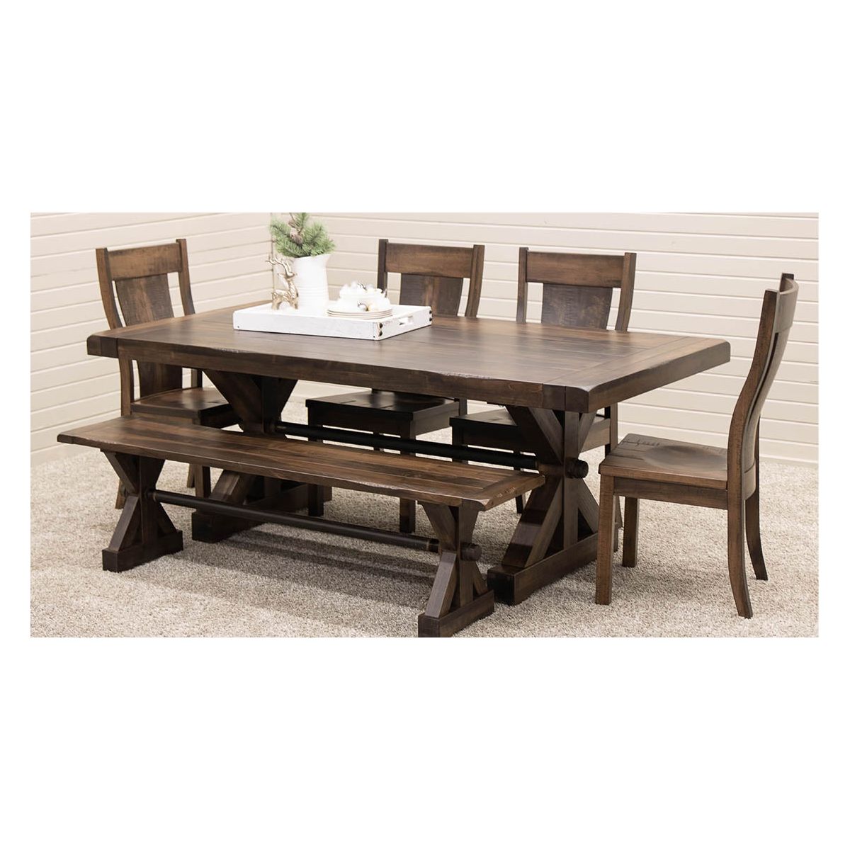 Auburn Maple Wood Extending Dining Table with Built-Down Top | CO