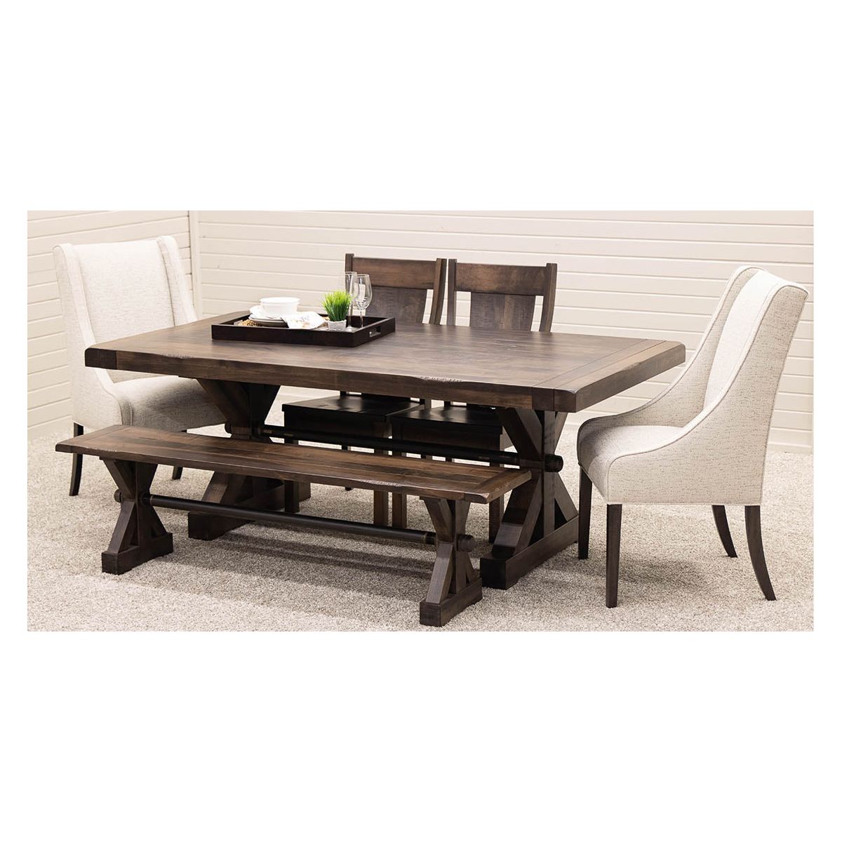 Auburn Maple Wood Extending Dining Table with Built-Down Top | CO
