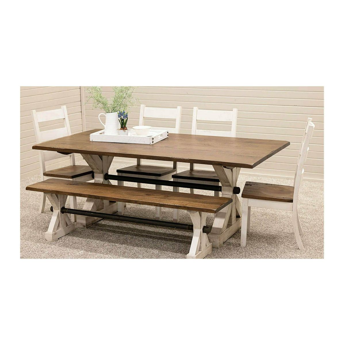 Auburn White & Wood Dining Bench | M-CS&RQSWO-CO