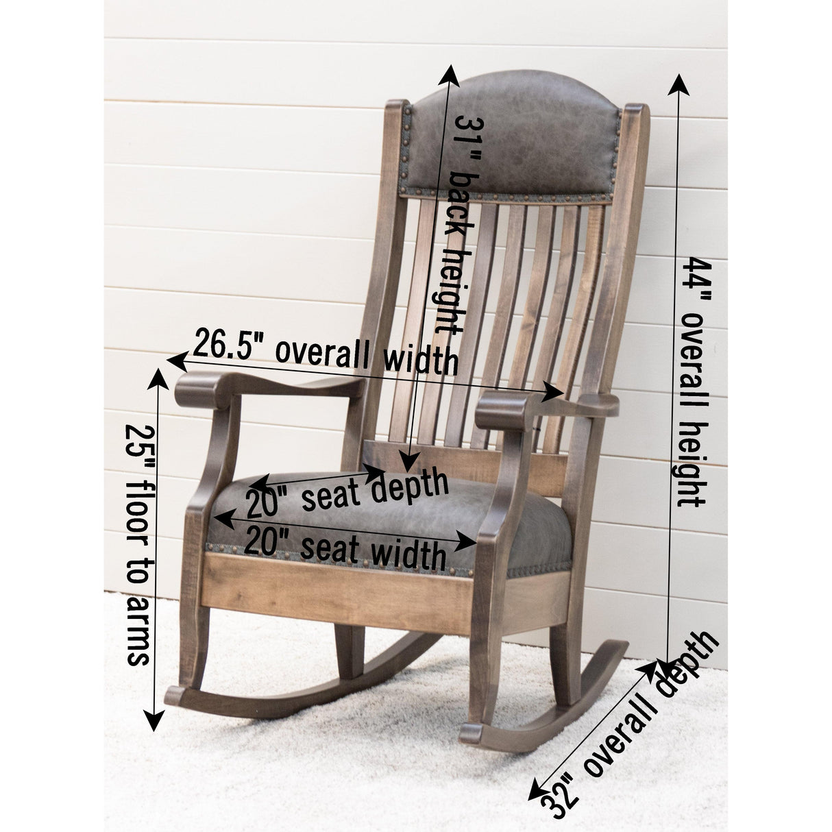 Auntie's Grey Leather Rocker | M-RT