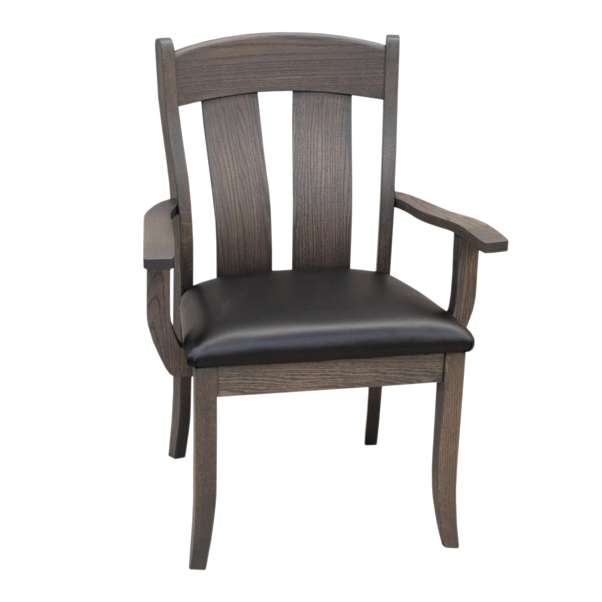 Austin Oak Wood Arm Client Chair with Black Faux Leather Seat | AS