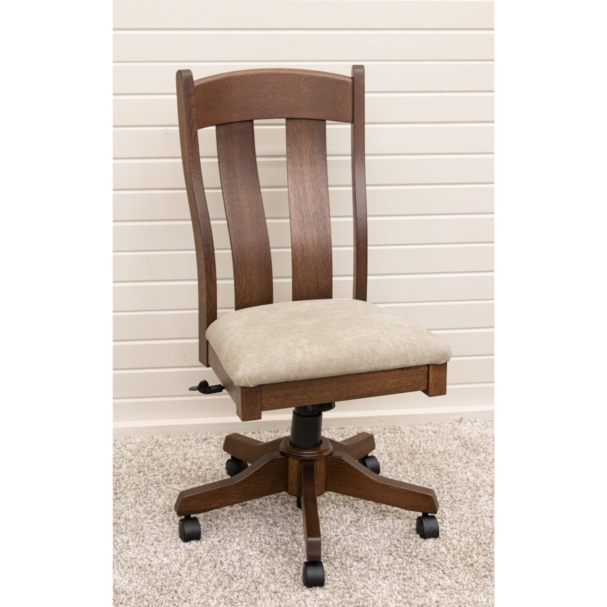 Austin Quarter Sawn White Oak Wood Office Chair with Fabric Seat | CO