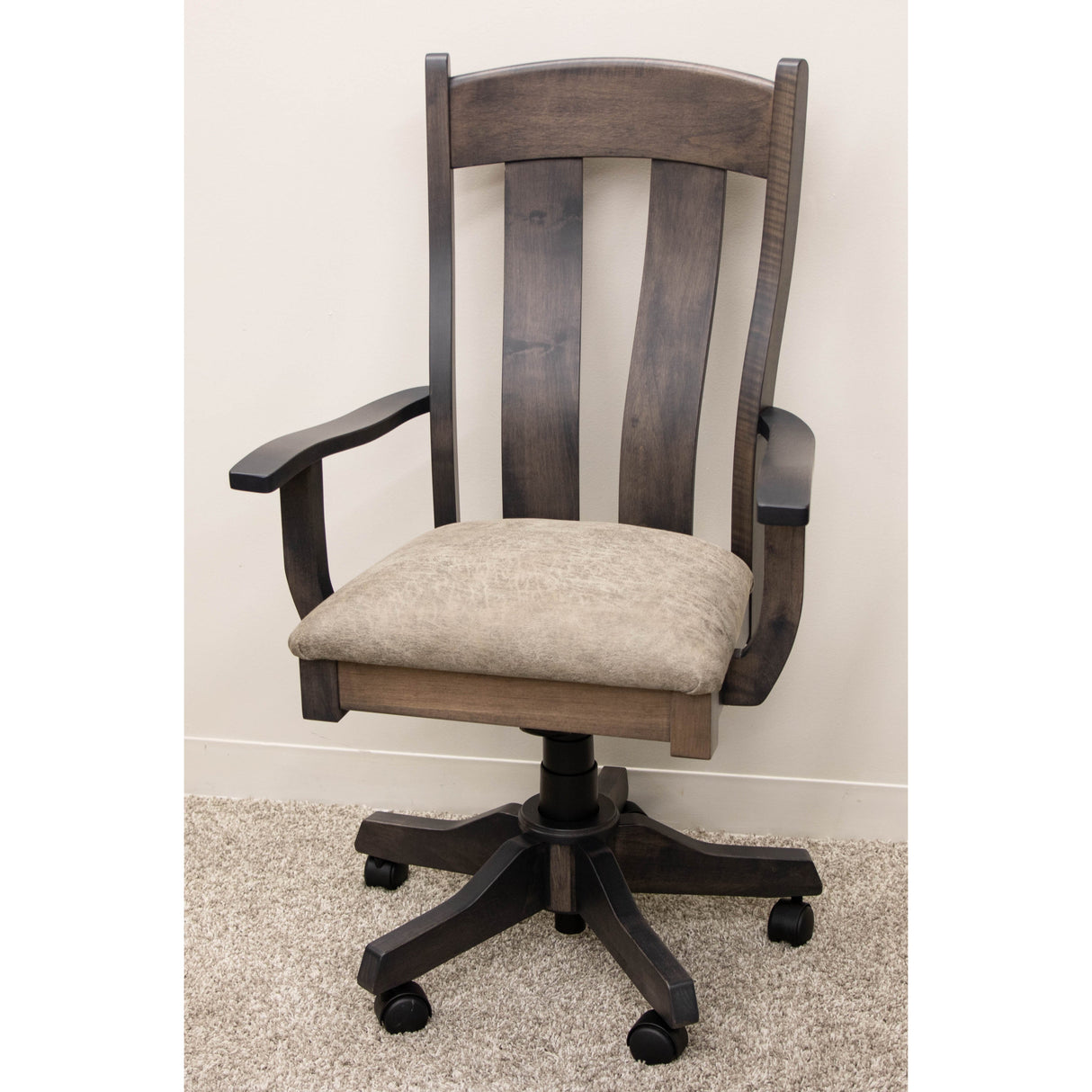 Austin Maple Wood Office Arm Chair with Fabric Seat | SB