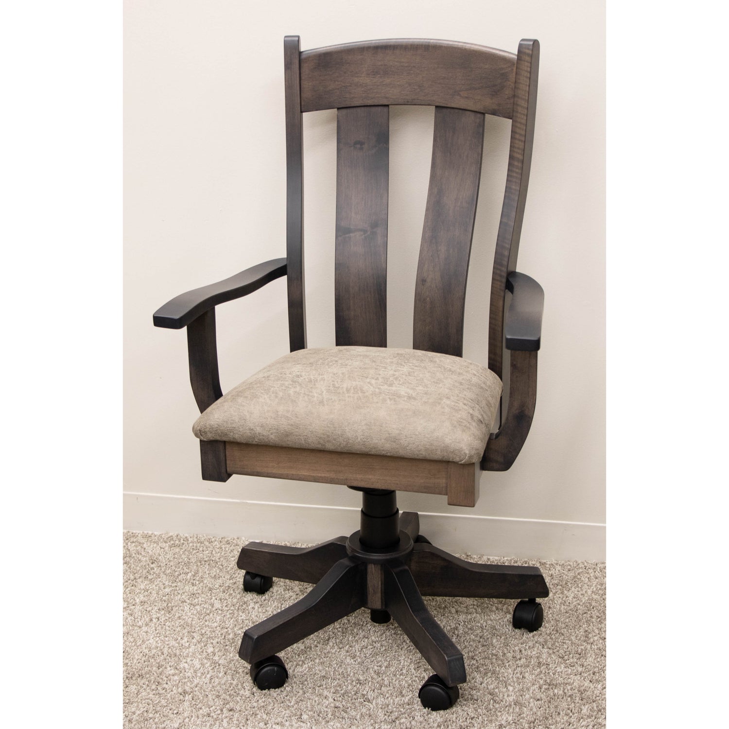 Austin Maple Wood Office Arm Chair with Fabric Seat | SB