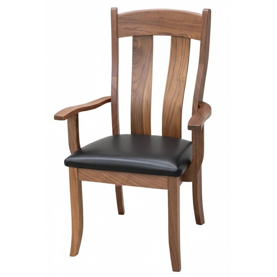 Austin Walnut Wood Arm Dining Chair with Fabric Seat | NAT