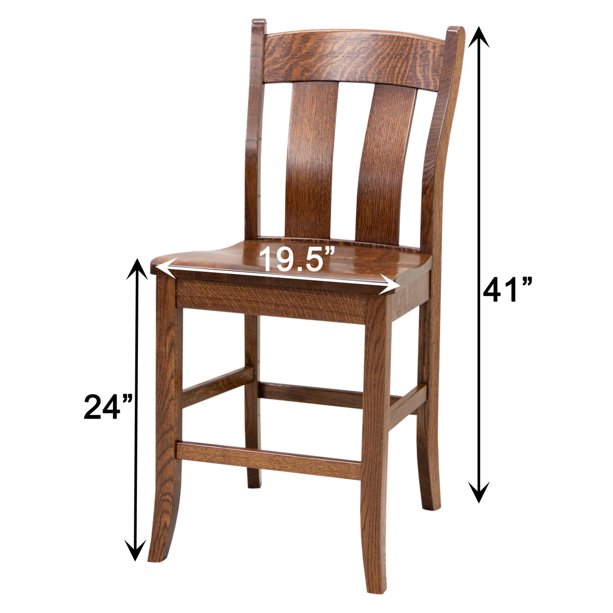Austin 24" Quarter Sawn White Oak Wood Stationary Bar Stool | ASB