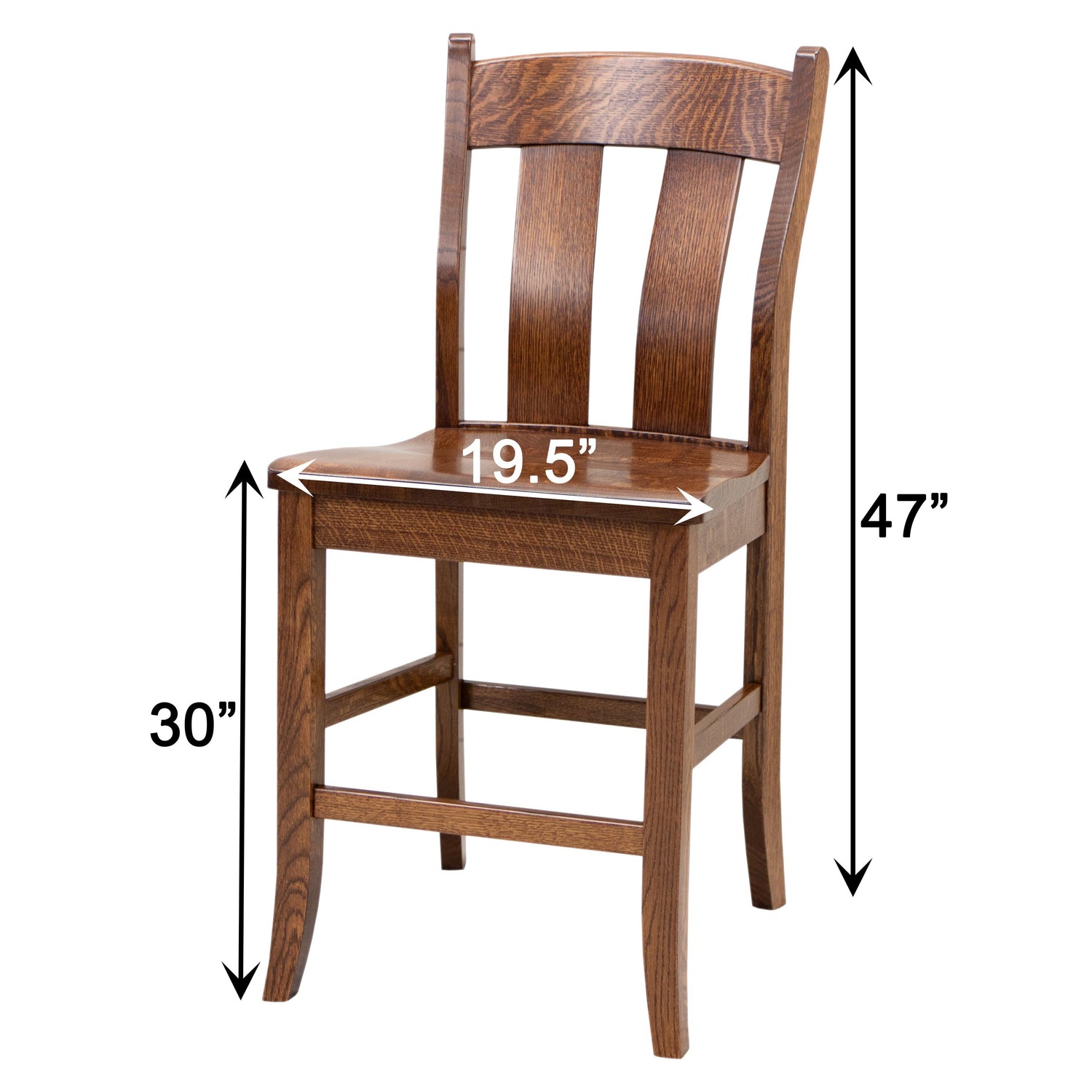 Austin 24" Quarter Sawn White Oak Wood Stationary Bar Stool | ASB