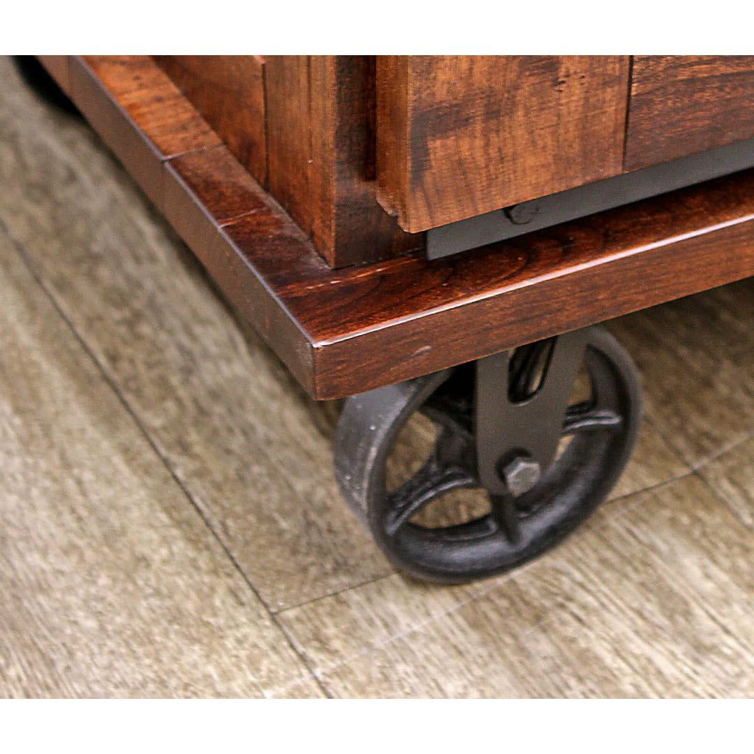 Sliding Barn Door Cherry Wood TV Cart | ASB