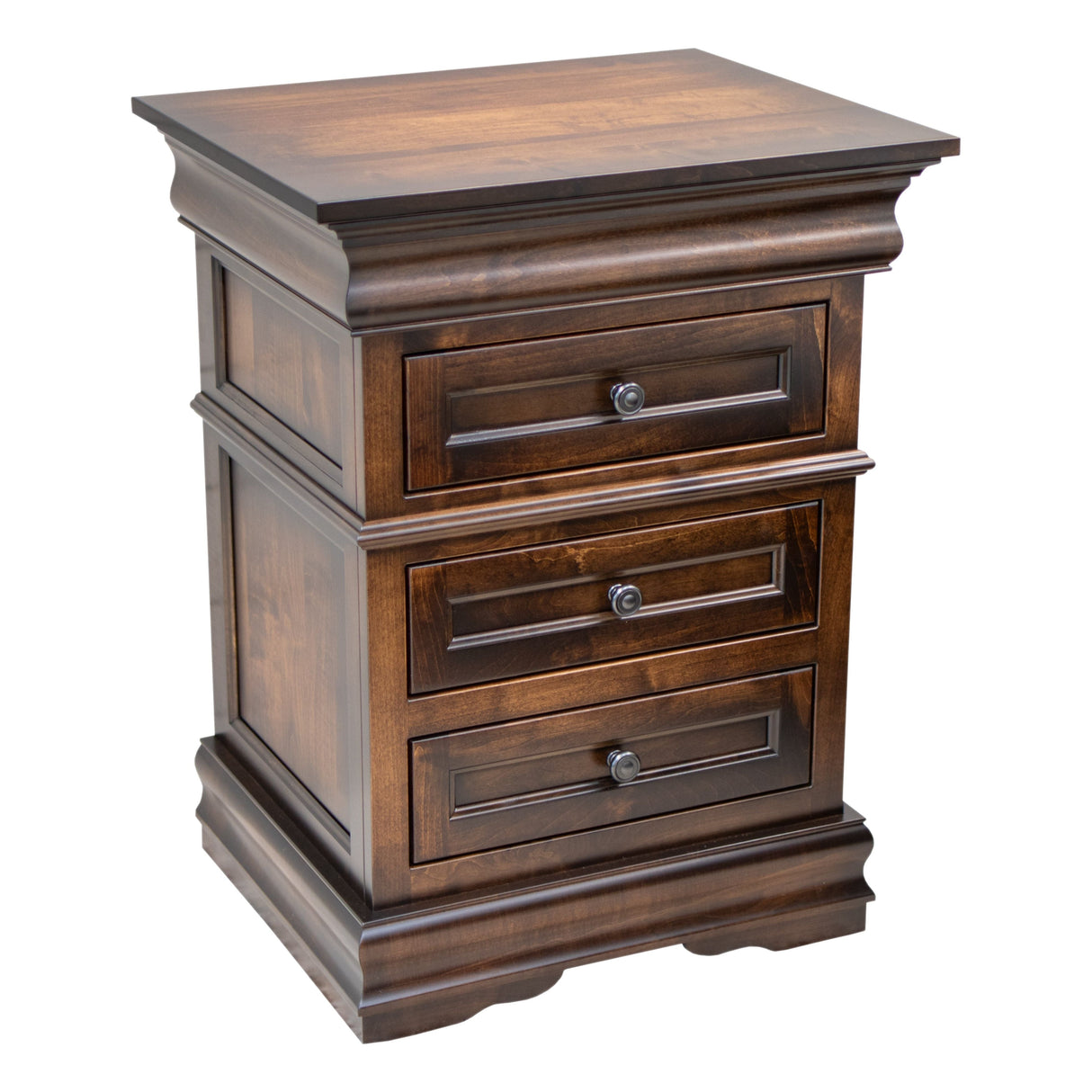 Belmont Maple Wood 3-Drawer Nightstand | ASB-BURN