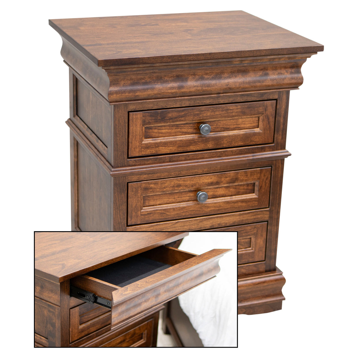 Belmont Cherry Wood 3-Drawer Nightstand | ASB