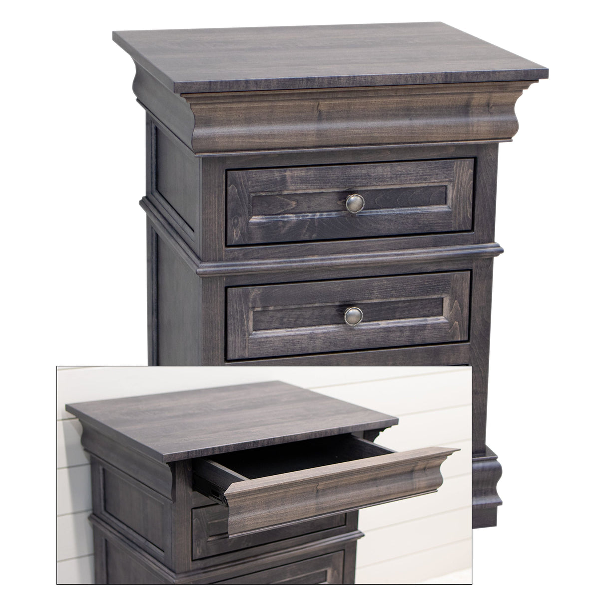 Belmont Maple Wood 3-Drawer Nightstand | GS