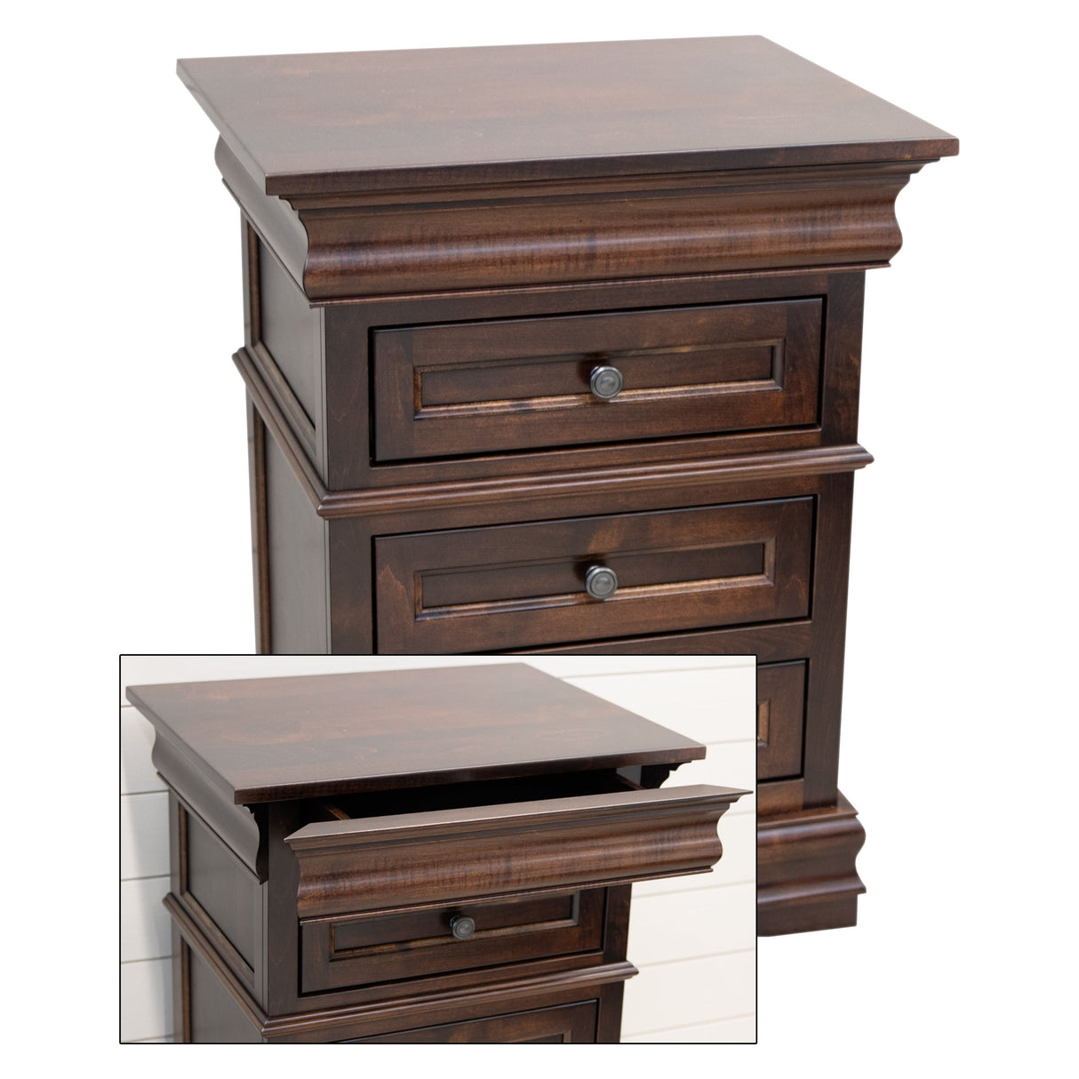 Belmont Maple Wood 3-Drawer Nightstand | RT