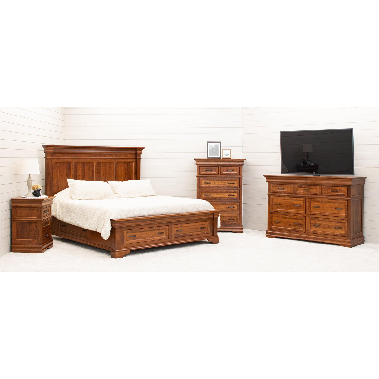 Belmont Full Cherry Wood Storage Platform Bed | MC