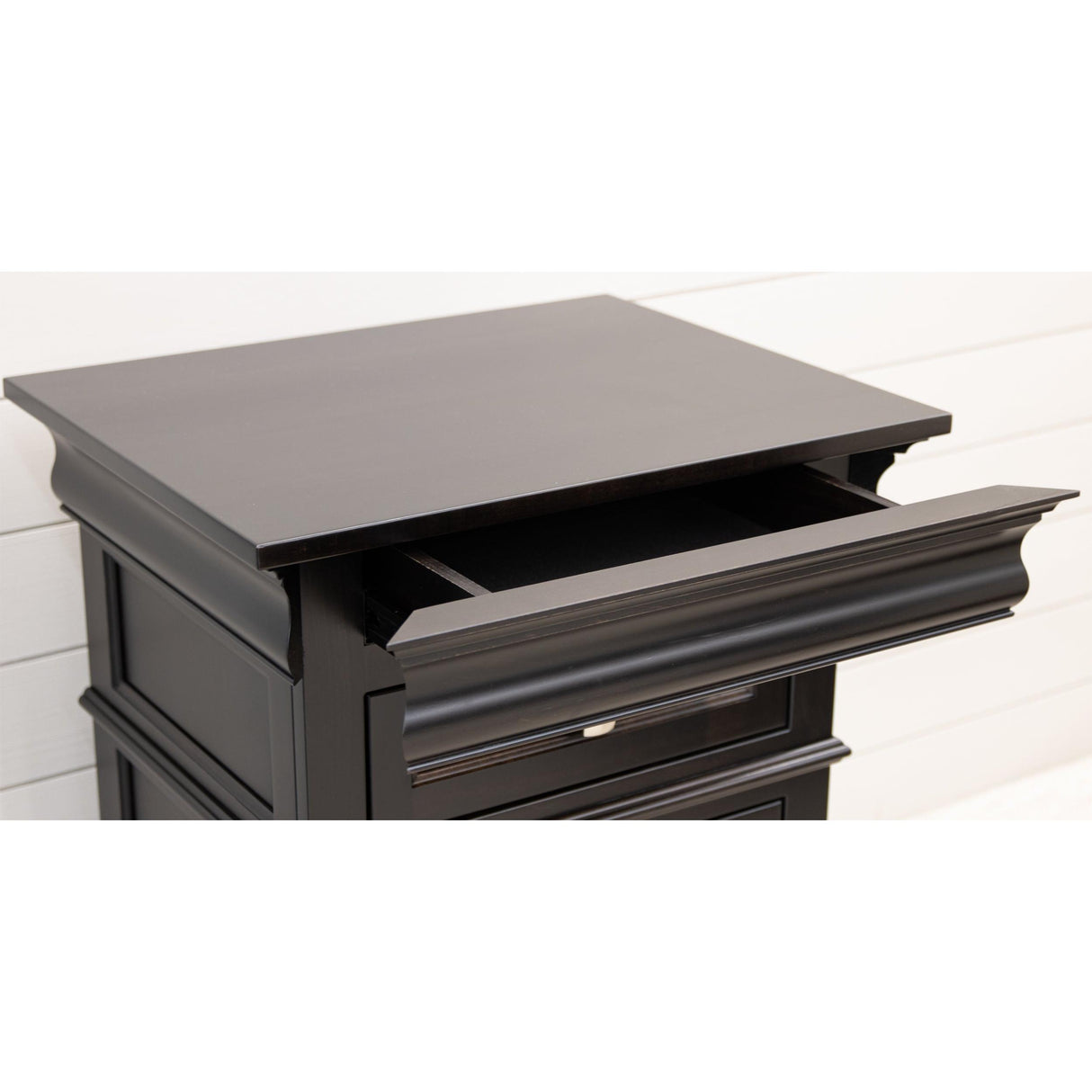 Belmont Black Maple Wood 3-Drawer Nightstand | EB