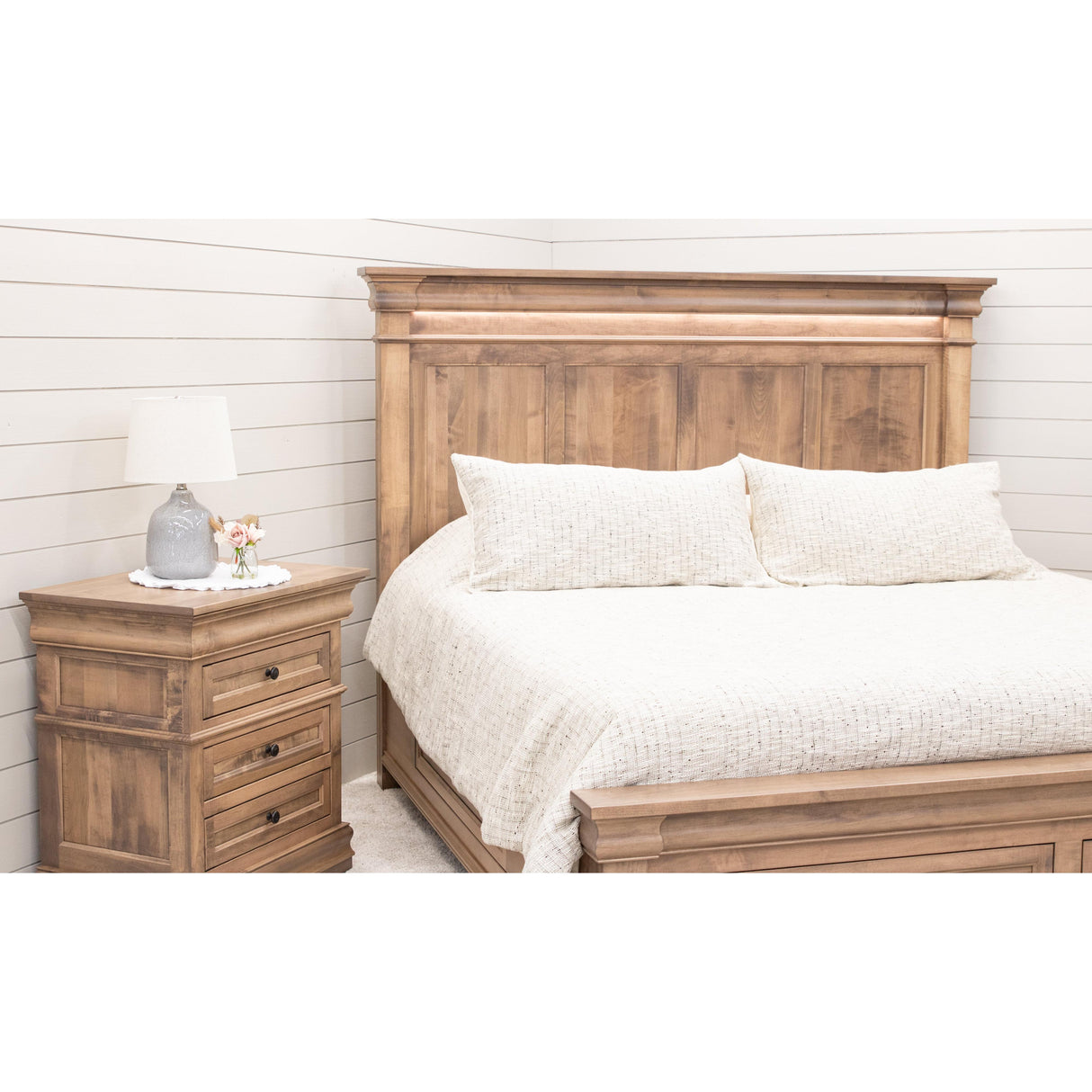 Belmont Maple Wood 3-Drawer Nightstand | WB
