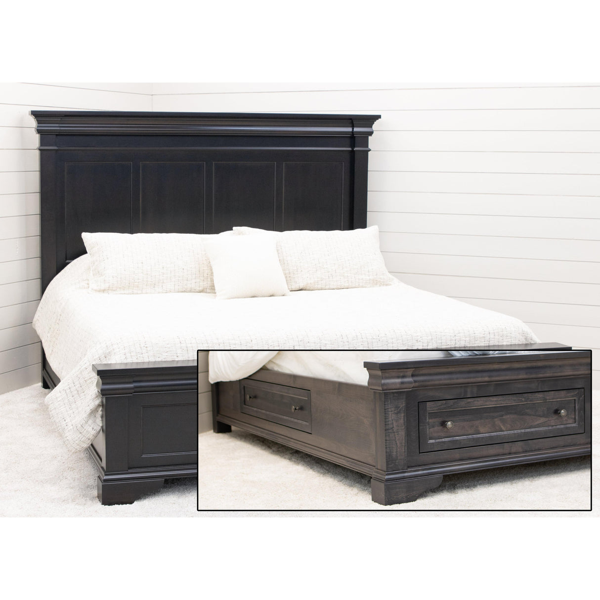 Belmont Full Black Maple Wood Storage Platform Bed | EB