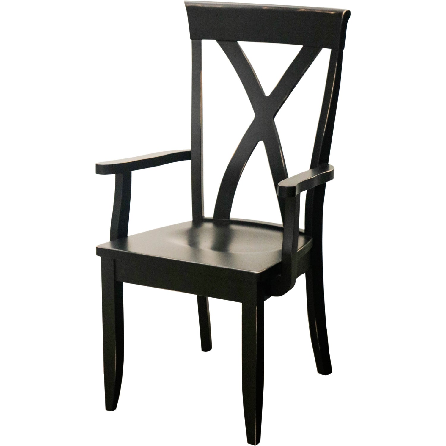 Brooke X Back Black Maple Wood Arm Dining Chair | EB