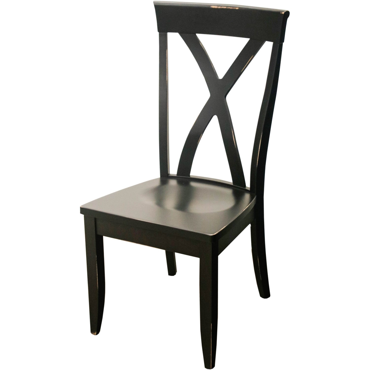 Brooke X Back Black Maple Wood Side Dining Chair | EB
