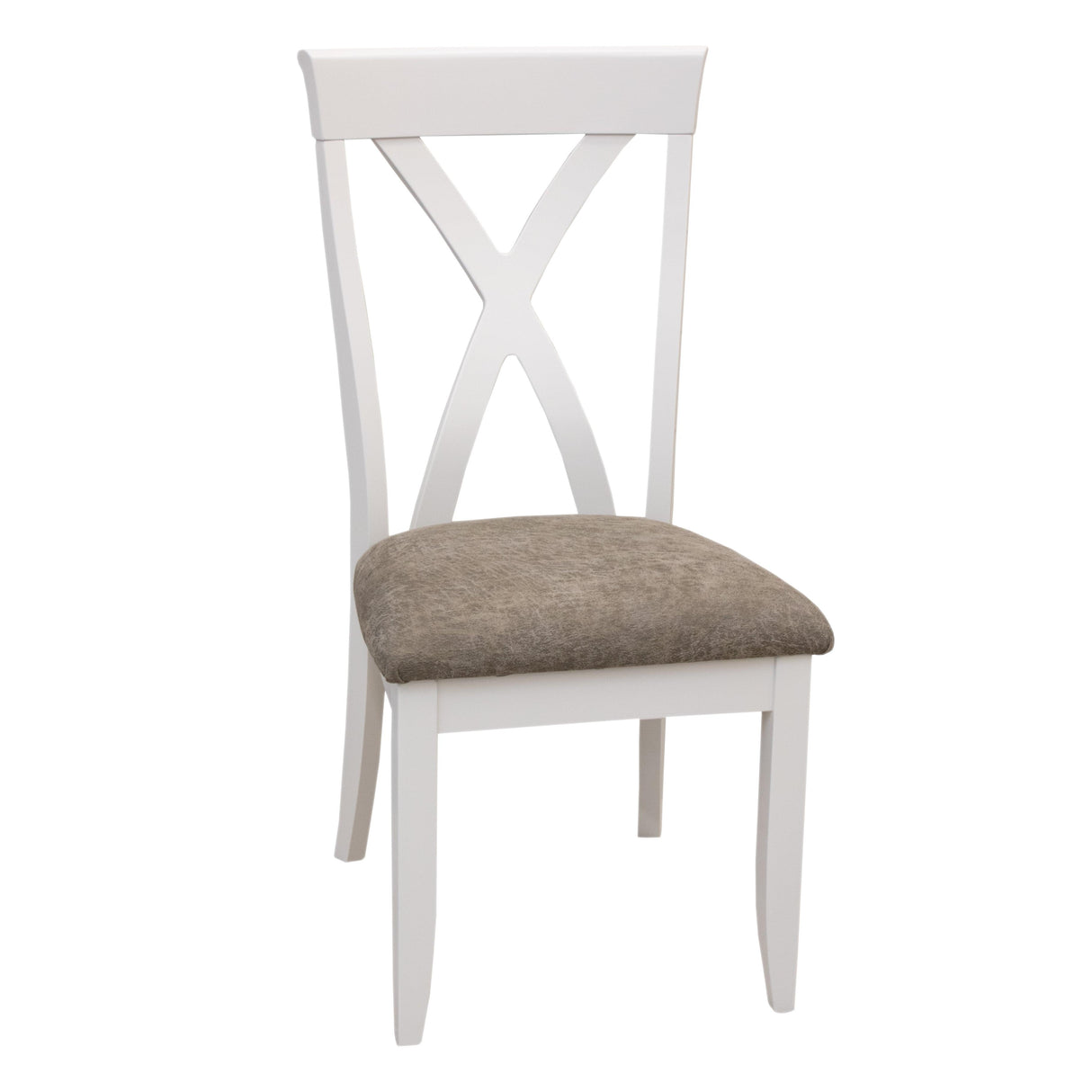 Brooke X Back White Wood Side Dining Chair with Fabric Seat | M-DW