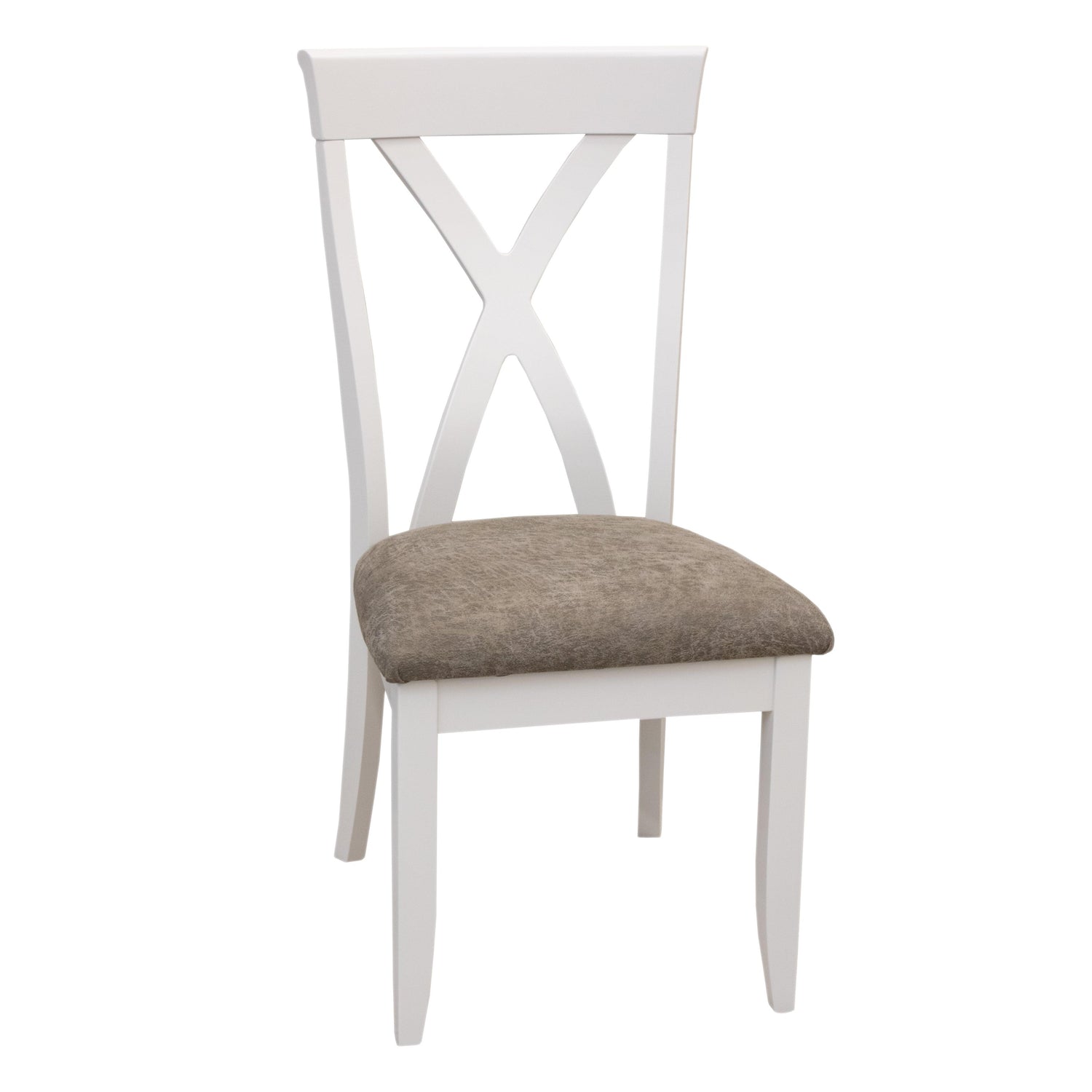 Brooke X Back White Wood Side Dining Chair with Fabric Seat | M-DW