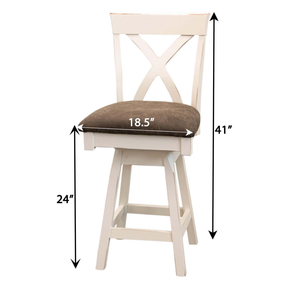 Brooke X Back White Wood 24" Swivel Bar Stool with Fabric Seat | M-CW