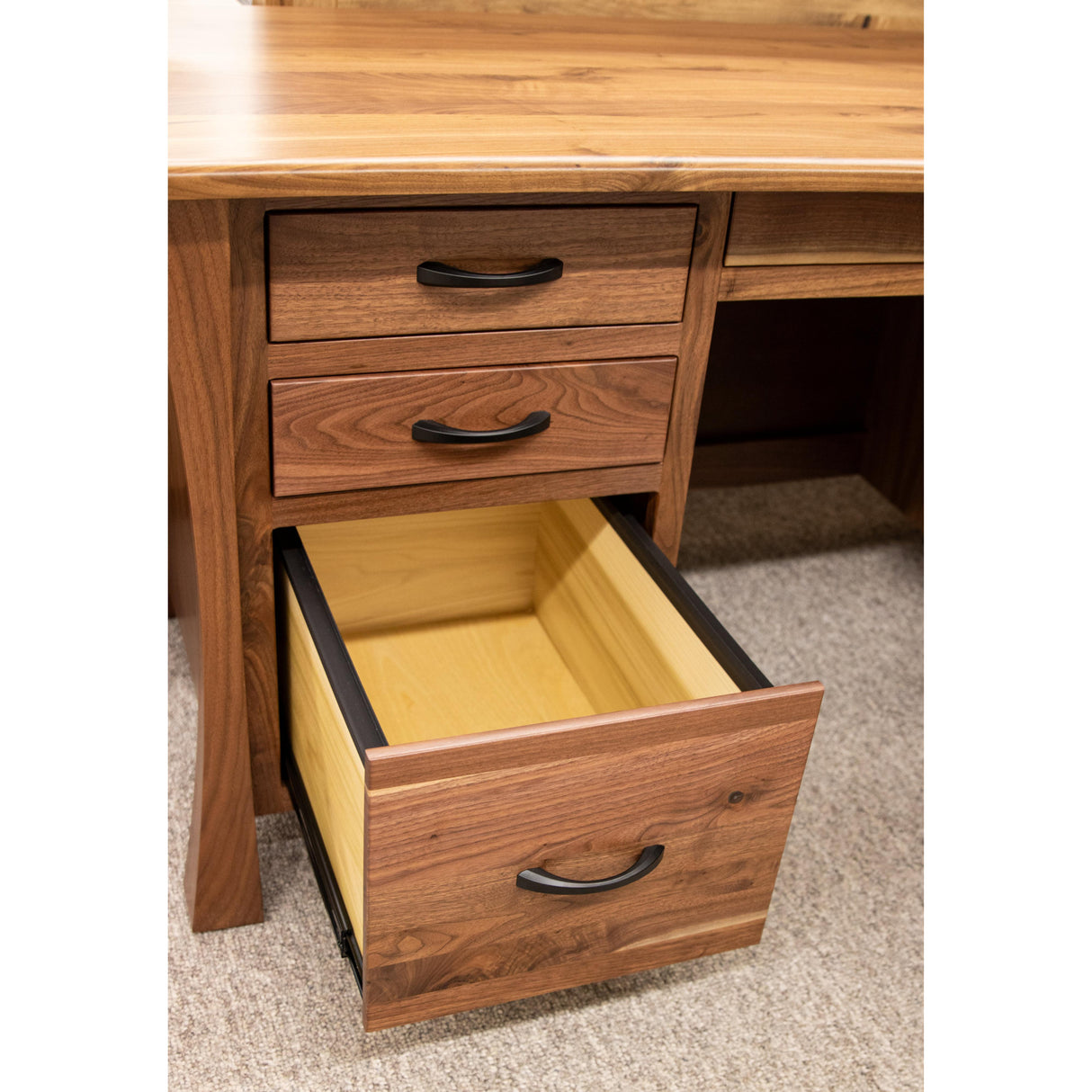 Brooklyn Hickory Wood Executive Desk with Panels | GS