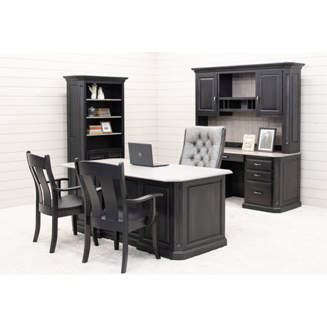 Austin Oak Wood Arm Client Chair with Black Faux Leather Seat | AS