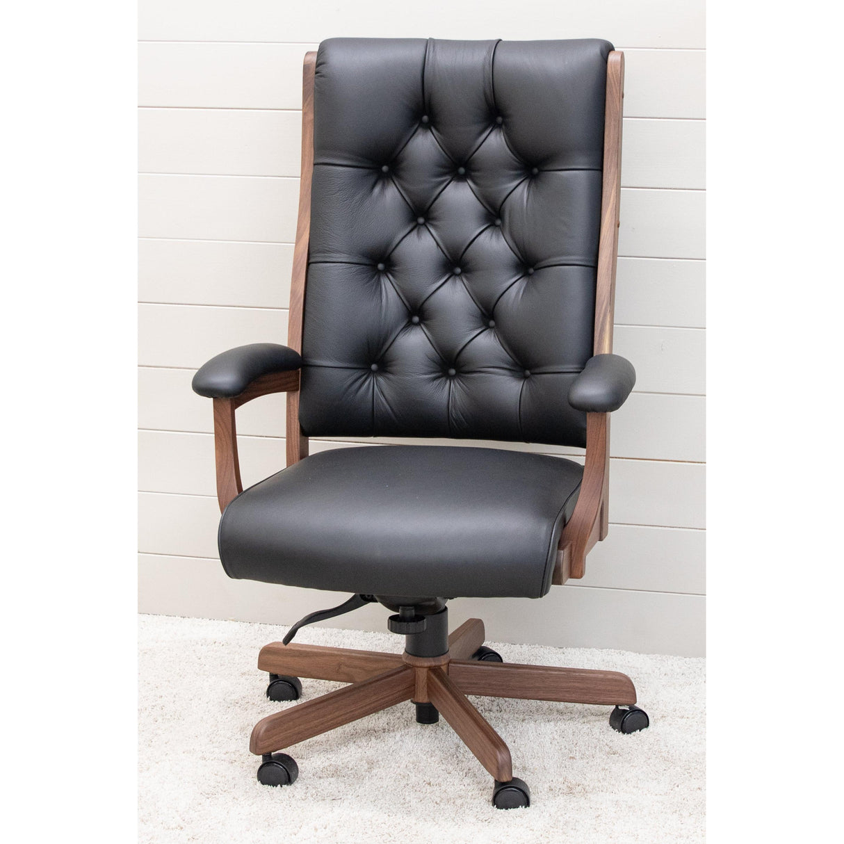 CET59 Clark Executive Black Leather Tufted Office Chair | W-NAT