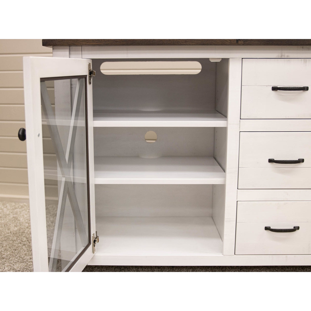 Cambria 60" White & Wood TV Console | M-GW&RWO-SB