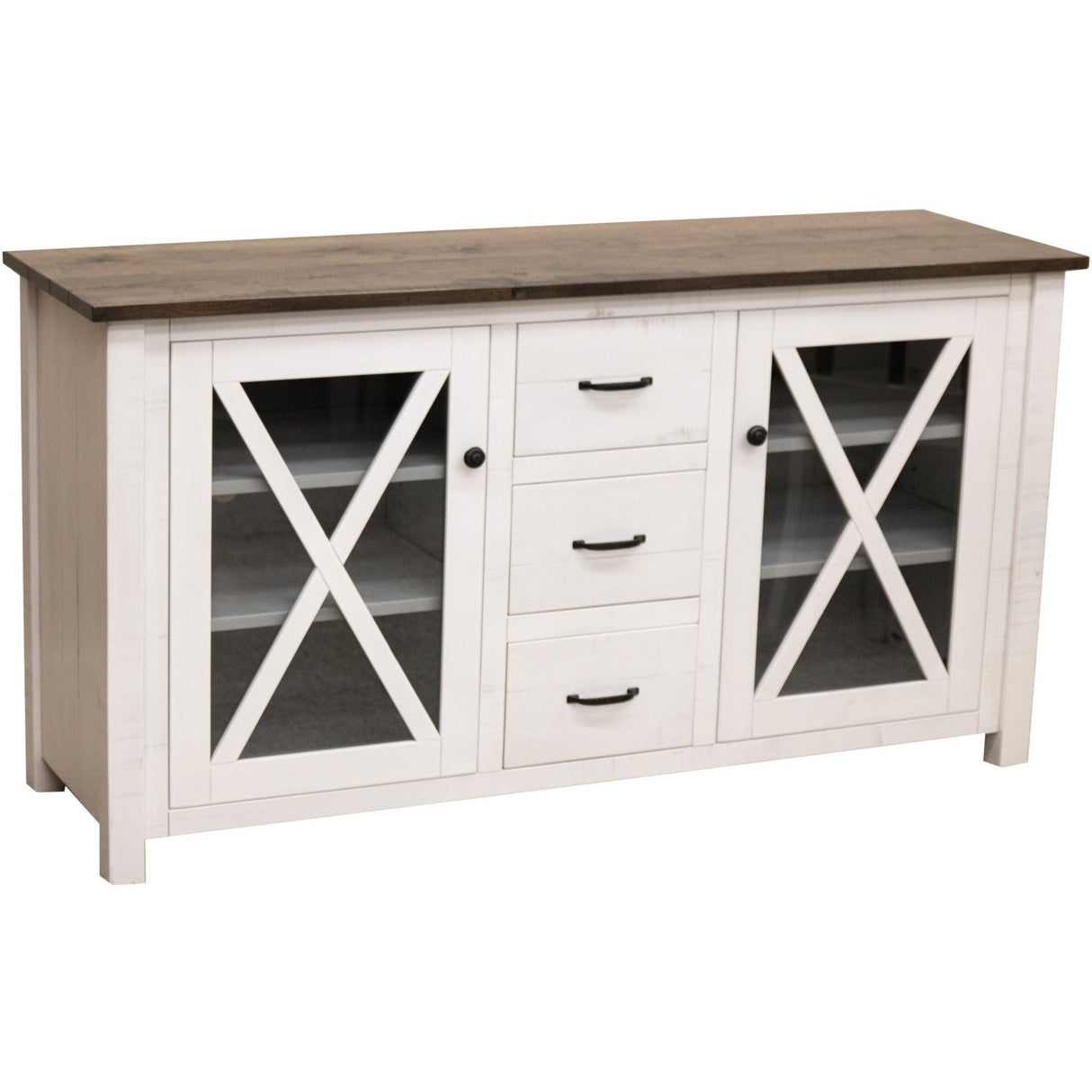 Cambria 60" White & Wood TV Console | M-GW&RWO-SB