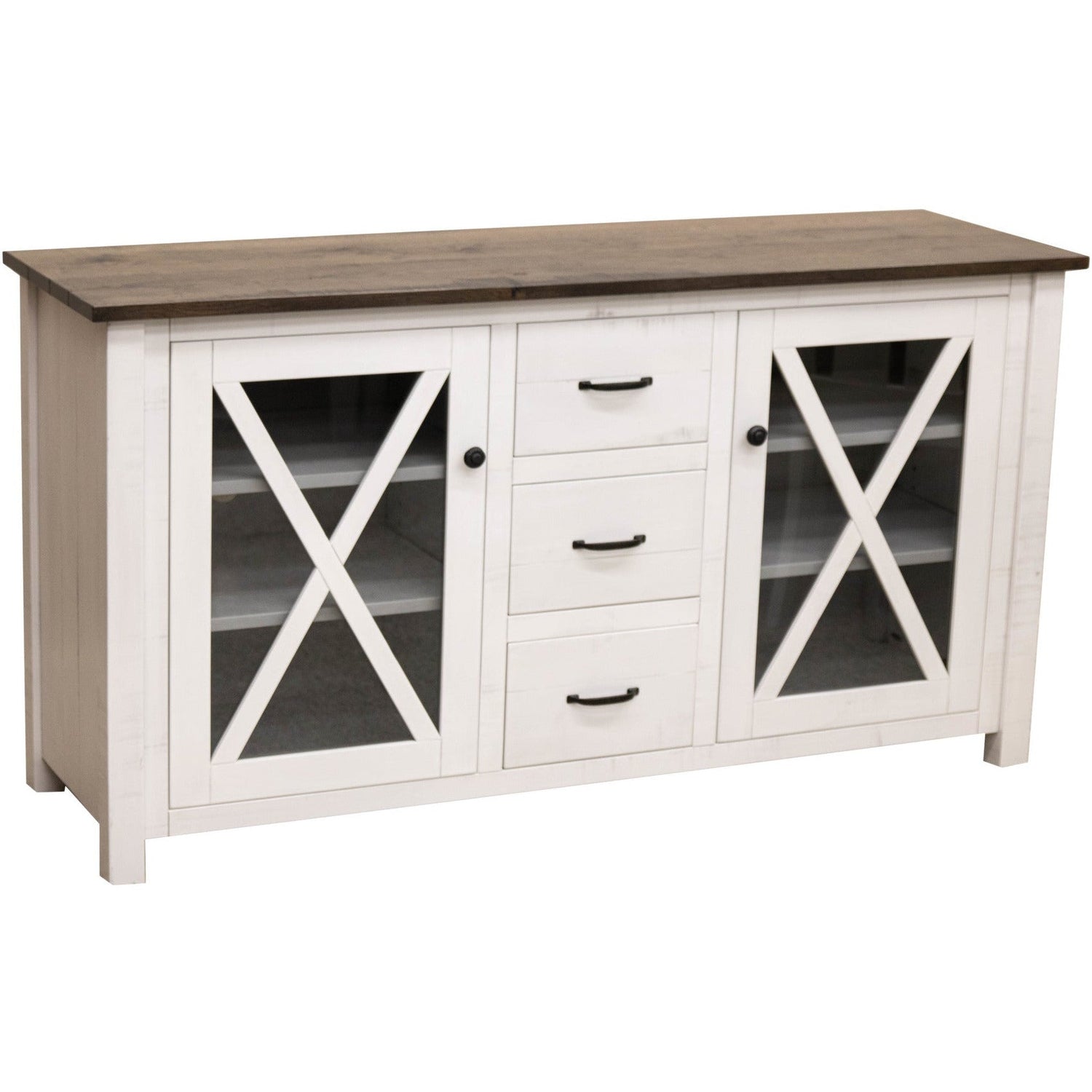 Cambria 60" White & Wood TV Console | M-GW&RWO-SB