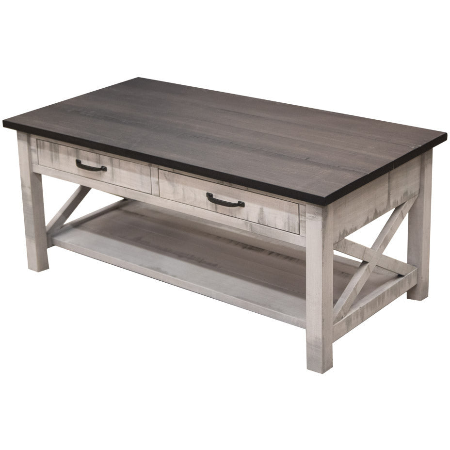 Cambria White & Wood Rectangle Open Coffee Table | M-AV&DK