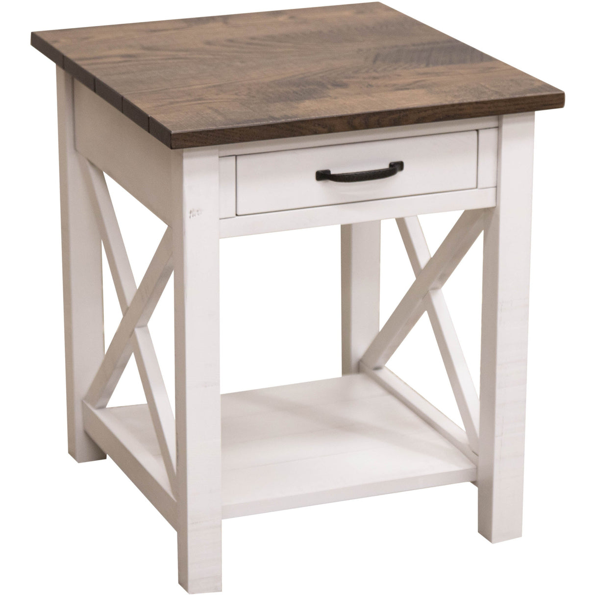 Cambria White & Wood Large Square Open End Table | M-GW&RWO-SB