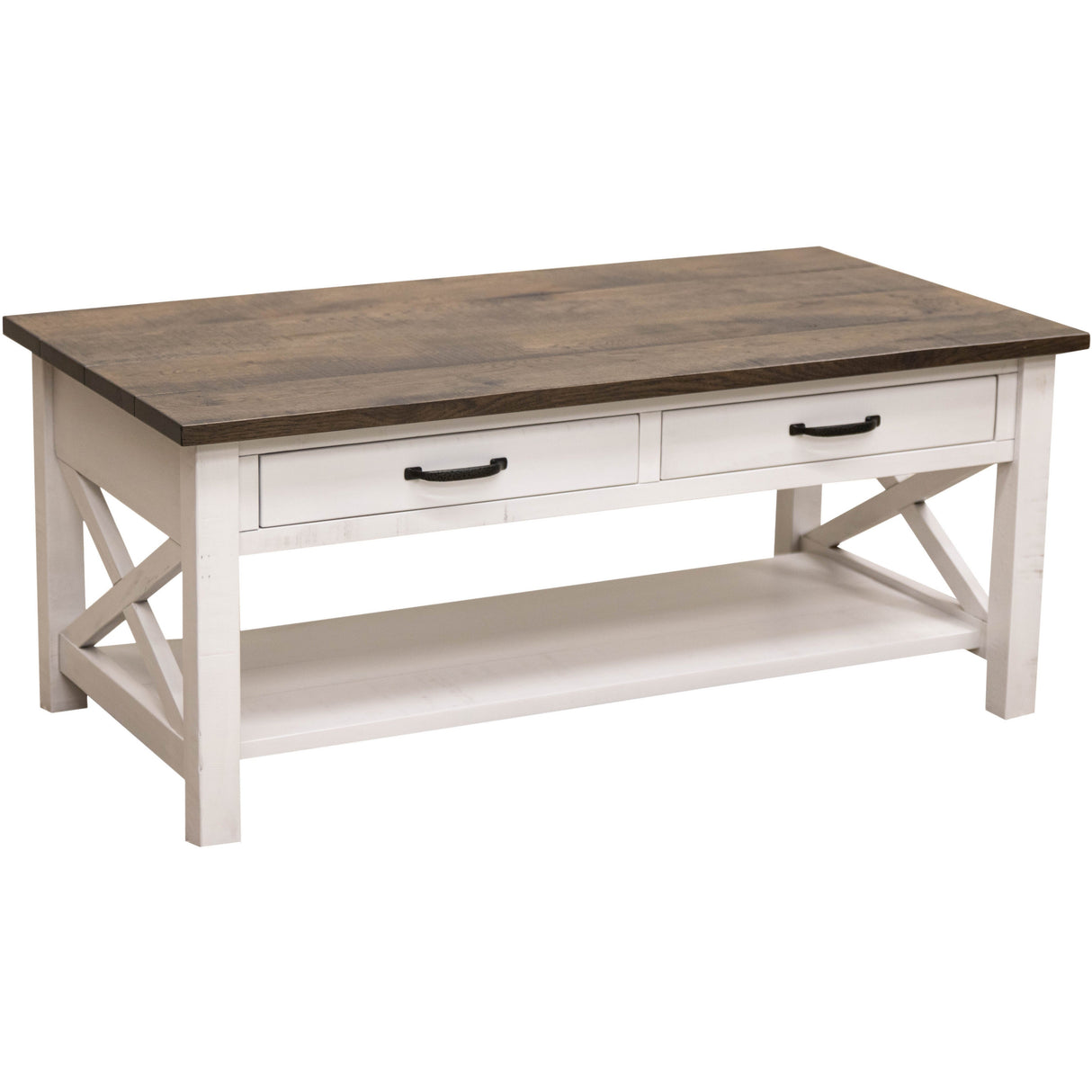 Cambria White & Wood Rectangle Open Coffee Table | M-GW&RWO-SB
