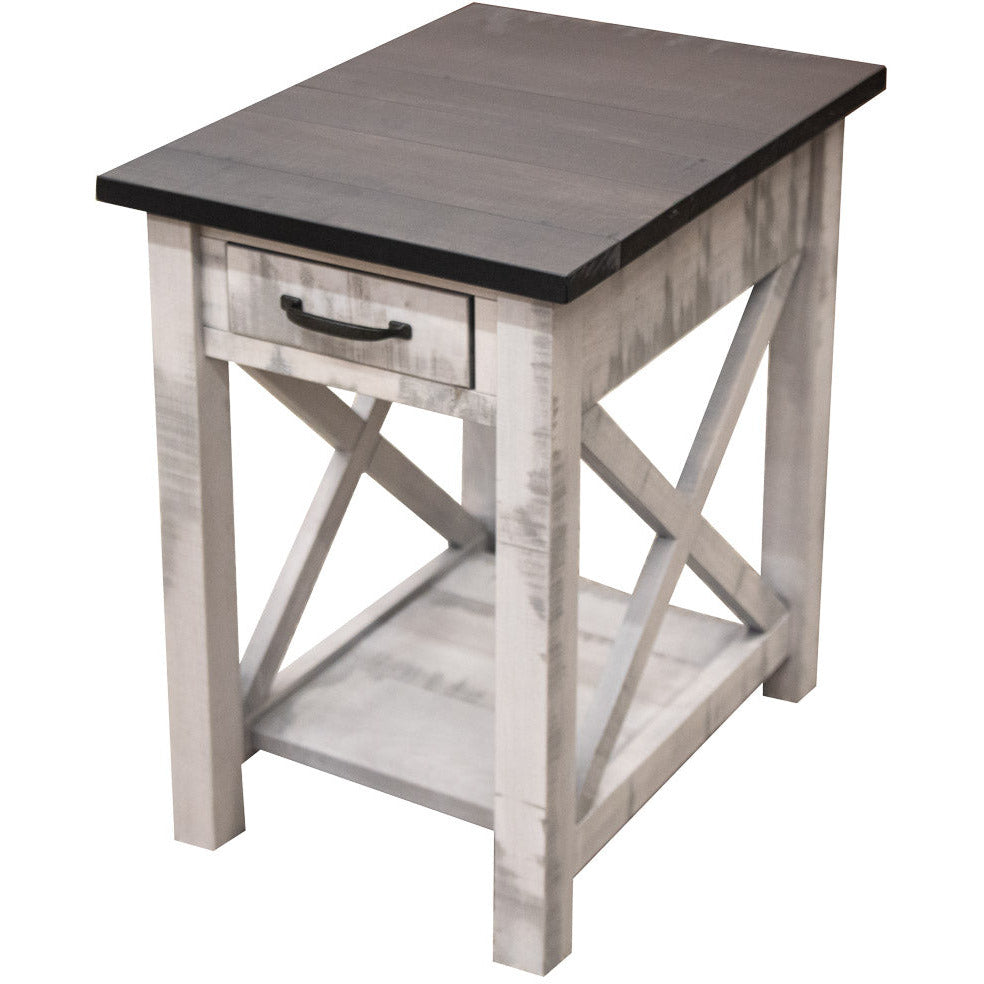 Cambria White & Wood Small Rectangle Open End Table | M-AV&DK