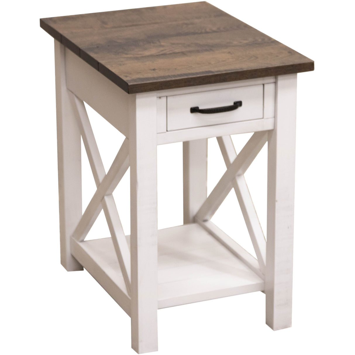 Cambria White & Wood Small Rectangle Open End Table | M-GW&RWO-SB